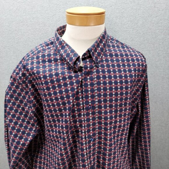 Kirkland Signature Men’s Medium Longsleeve Button Up Size 20 37/8 Geometric Tall - Picture 2 of 5